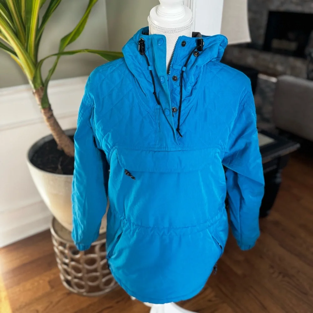 LL‎ BEAN Size S petite Vintage Blue Hooded Parka Coat Jacket CR27 missing fur